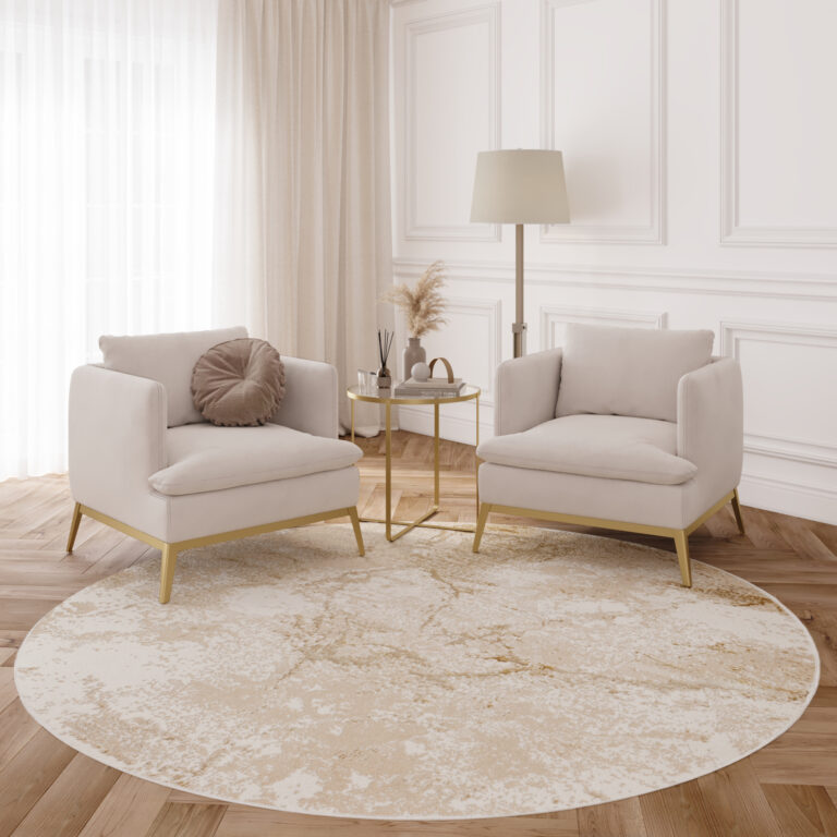 Vloerkleed Crystal Rond Beige Bruin Marmer