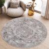 Vloerkleed Valley Rond Grijs Beige Vintage Ornamenten