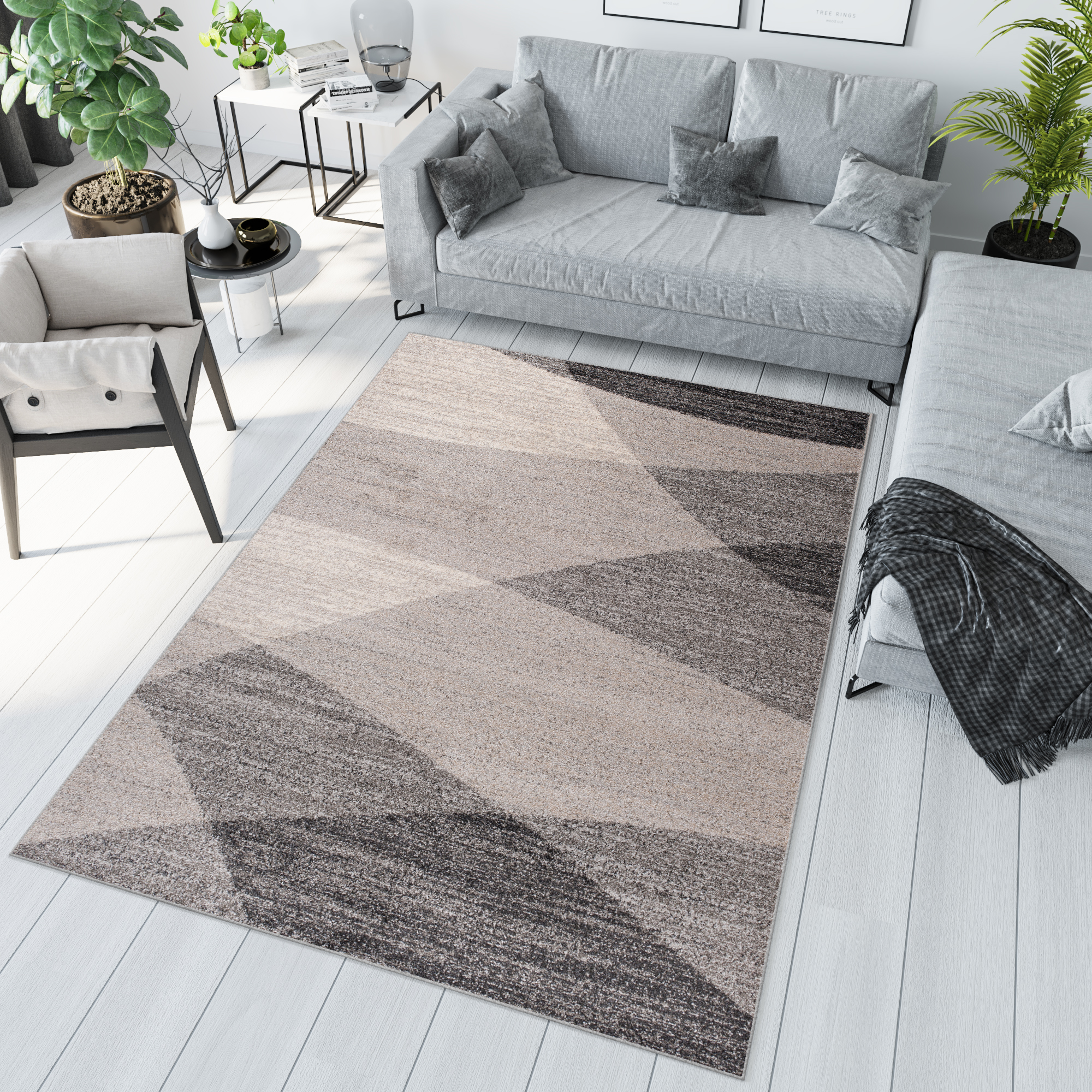 Vloerkleed Sari Grijs Beige Geometrisch