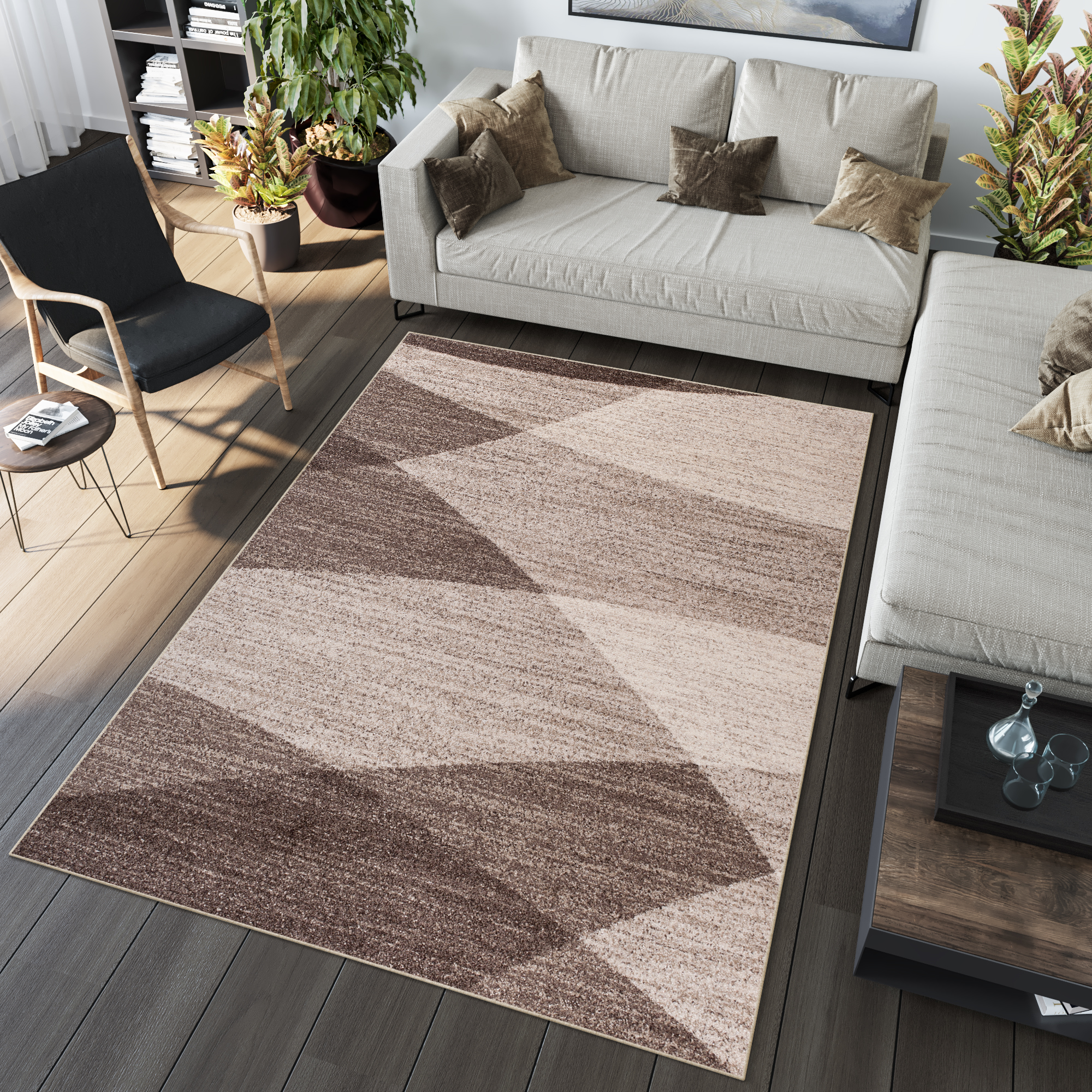 Vloerkleed Sari Bruin Beige Geometrisch