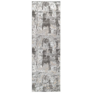 Loper Crystal Donkergrijs Beige Abstract