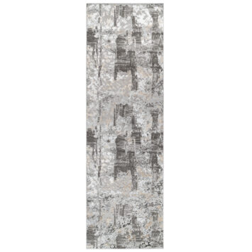 Loper Crystal Donkergrijs Beige Abstract