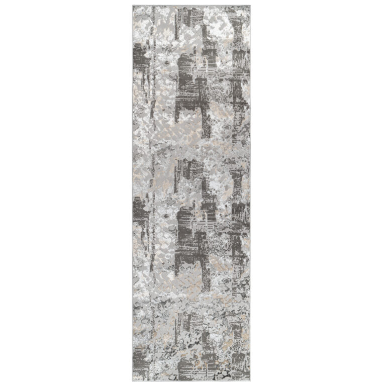 Loper Crystal Donkergrijs Beige Abstract
