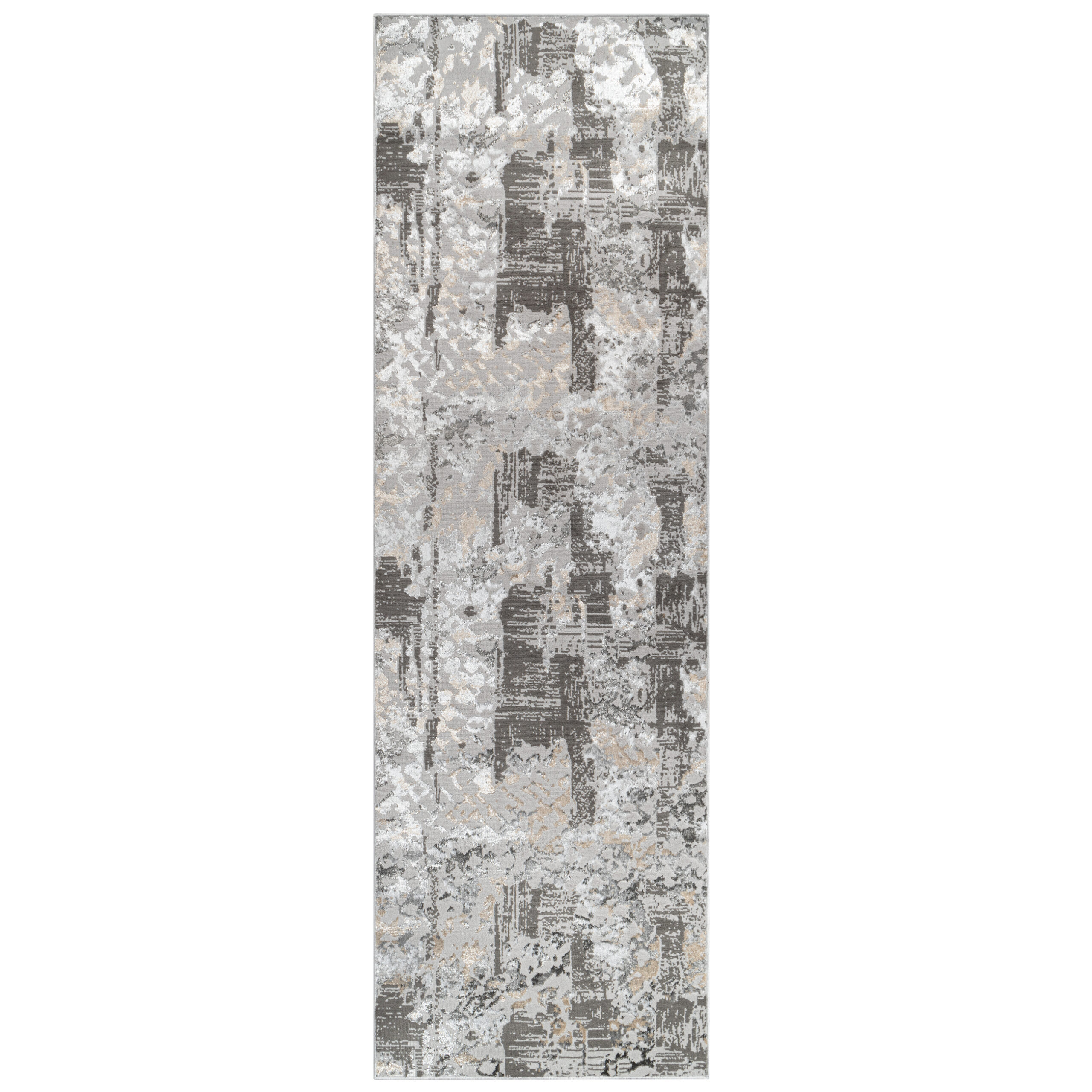 Loper Crystal Donkergrijs Beige Abstract