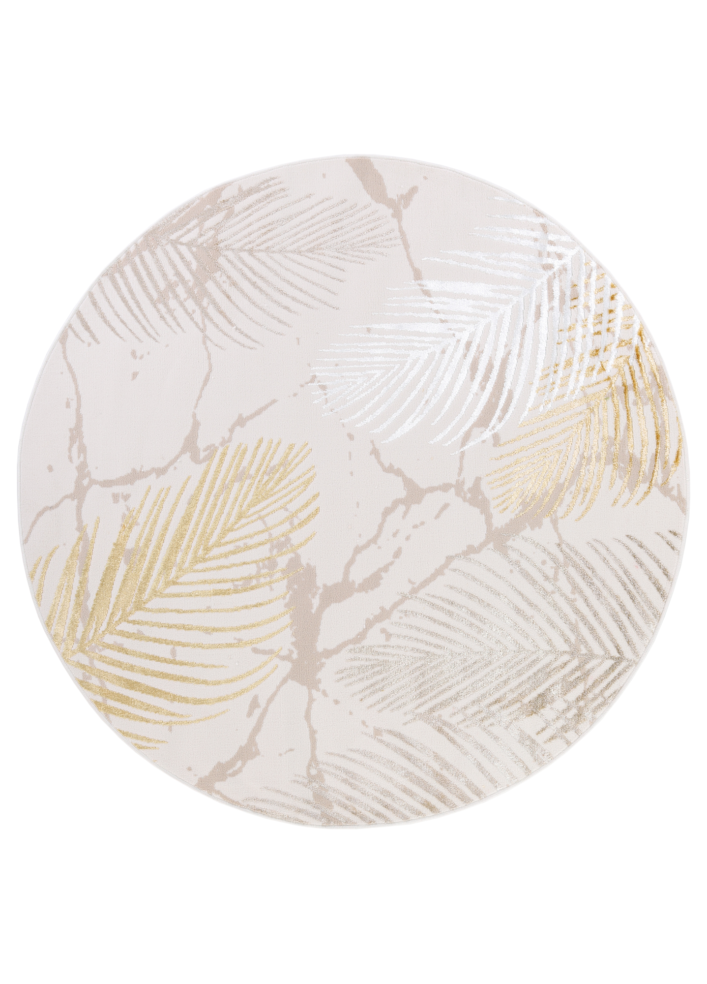 Vloerkleed Crystal Rond Gold Bruin Creme Bladeren