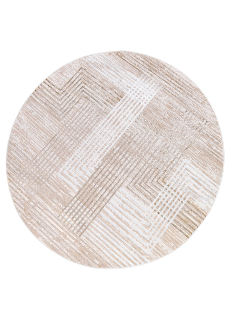 Vloerkleed Crystal Rond Beige Bruin Crème Strepen