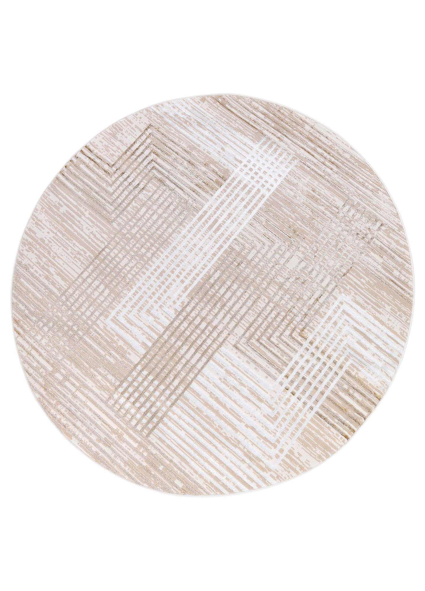 Vloerkleed Crystal Rond Beige Bruin Crème Strepen