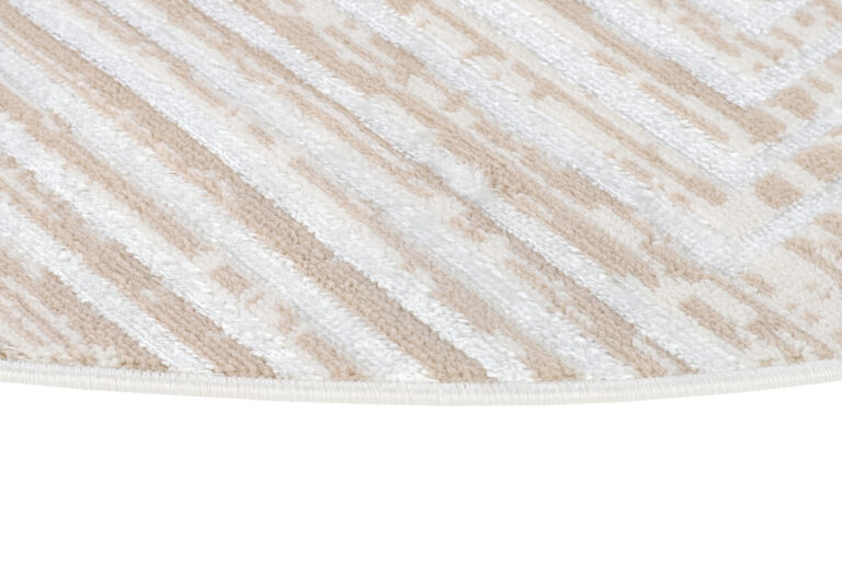 Vloerkleed Crystal Rond Beige Bruin Crème Strepen