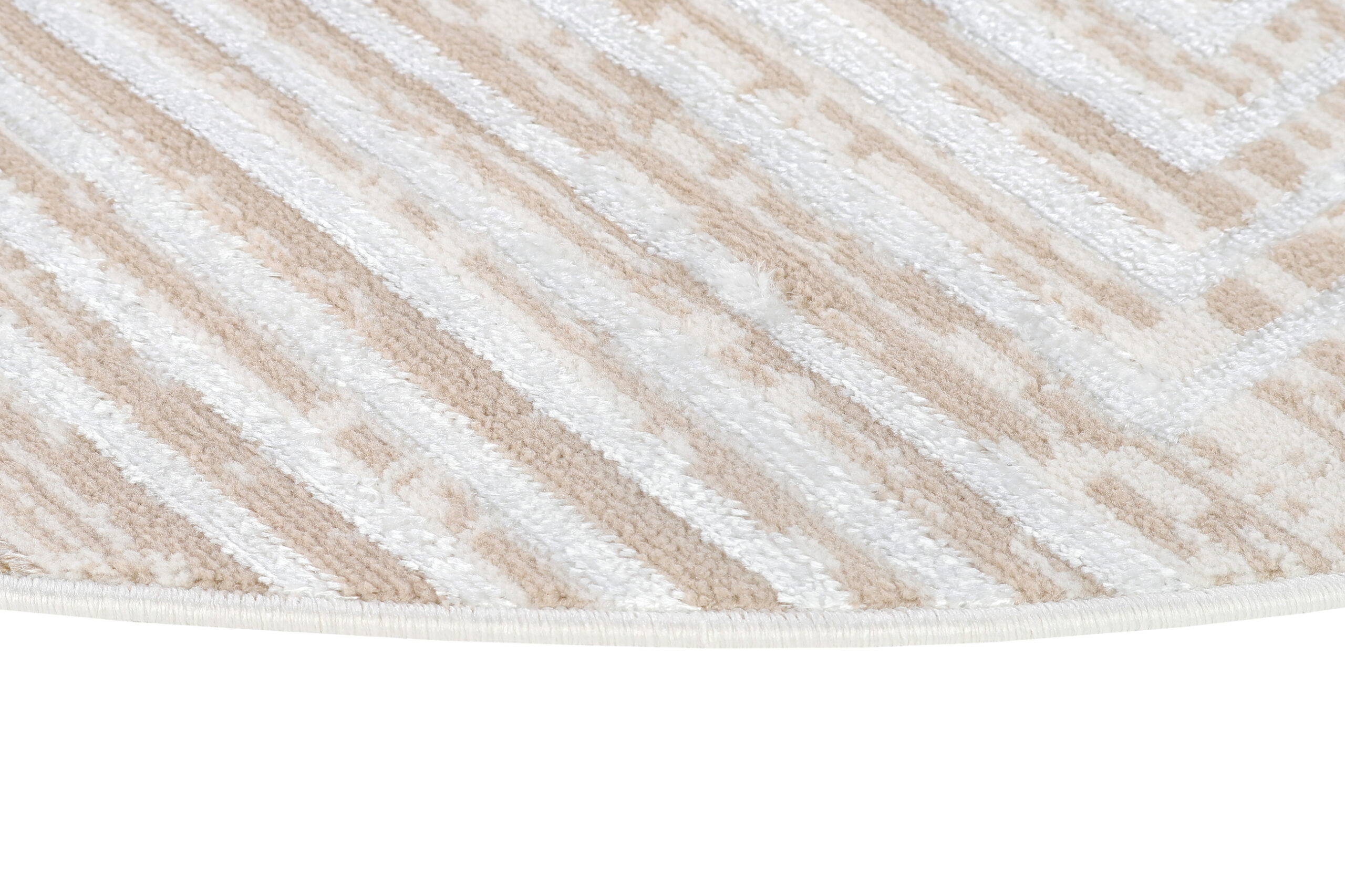 Vloerkleed Crystal Rond Beige Bruin Crème Strepen