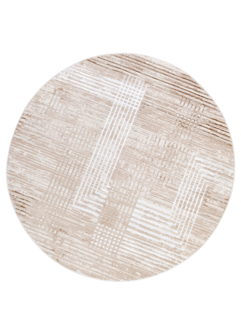Vloerkleed Crystal Rond Bruin Beige Cream Strepen