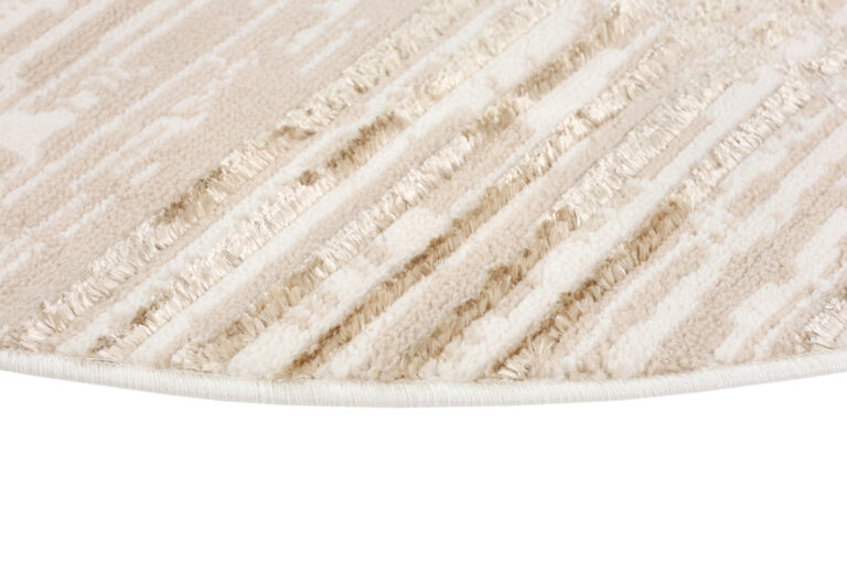 Vloerkleed Crystal Rond Bruin Beige Cream Strepen