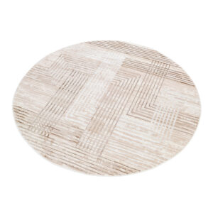 Vloerkleed Crystal Rond Bruin Beige Cream Strepen