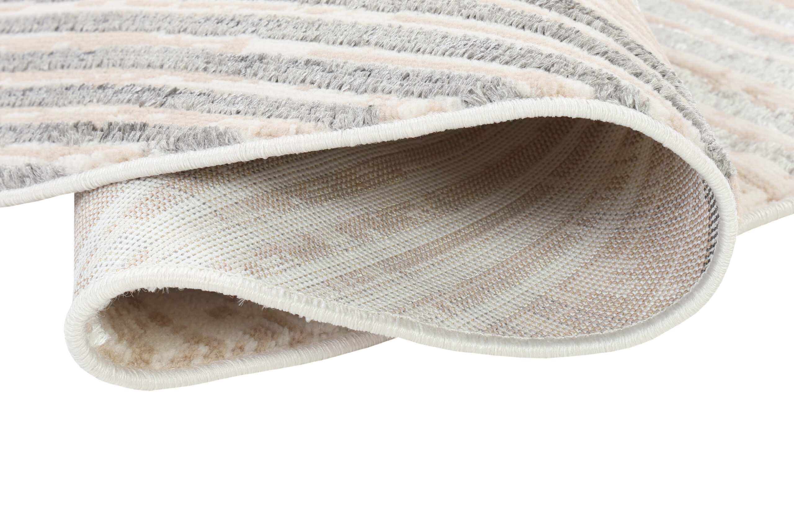 Vloerkleed Crystal Rond Grijs Beige Crème Strepen