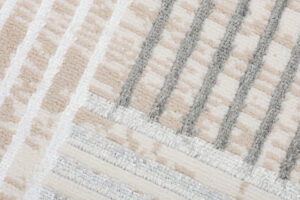 Vloerkleed Crystal Rond Grijs Beige Crème Strepen