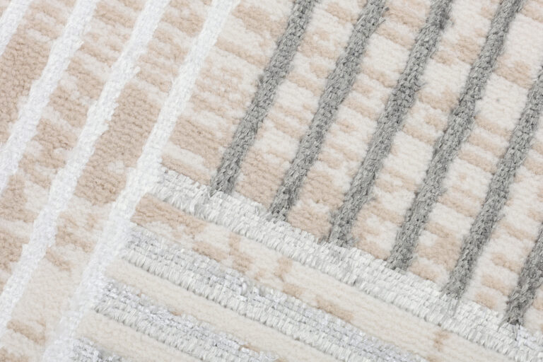 Vloerkleed Crystal Rond Grijs Beige Crème Strepen