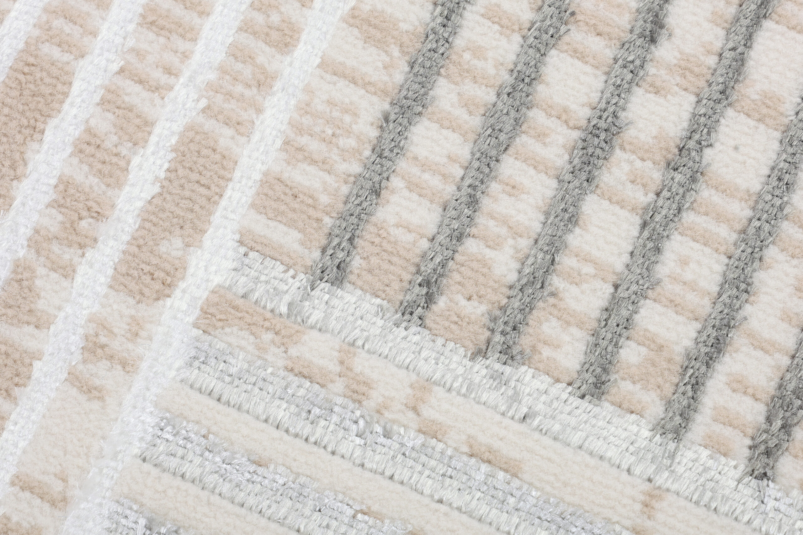 Vloerkleed Crystal Rond Grijs Beige Crème Strepen