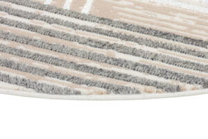 Vloerkleed Crystal Rond Grijs Beige Crème Strepen