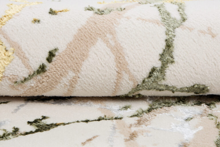 Vloerkleed Crystal Rond Groen Creme Abstract Marmer