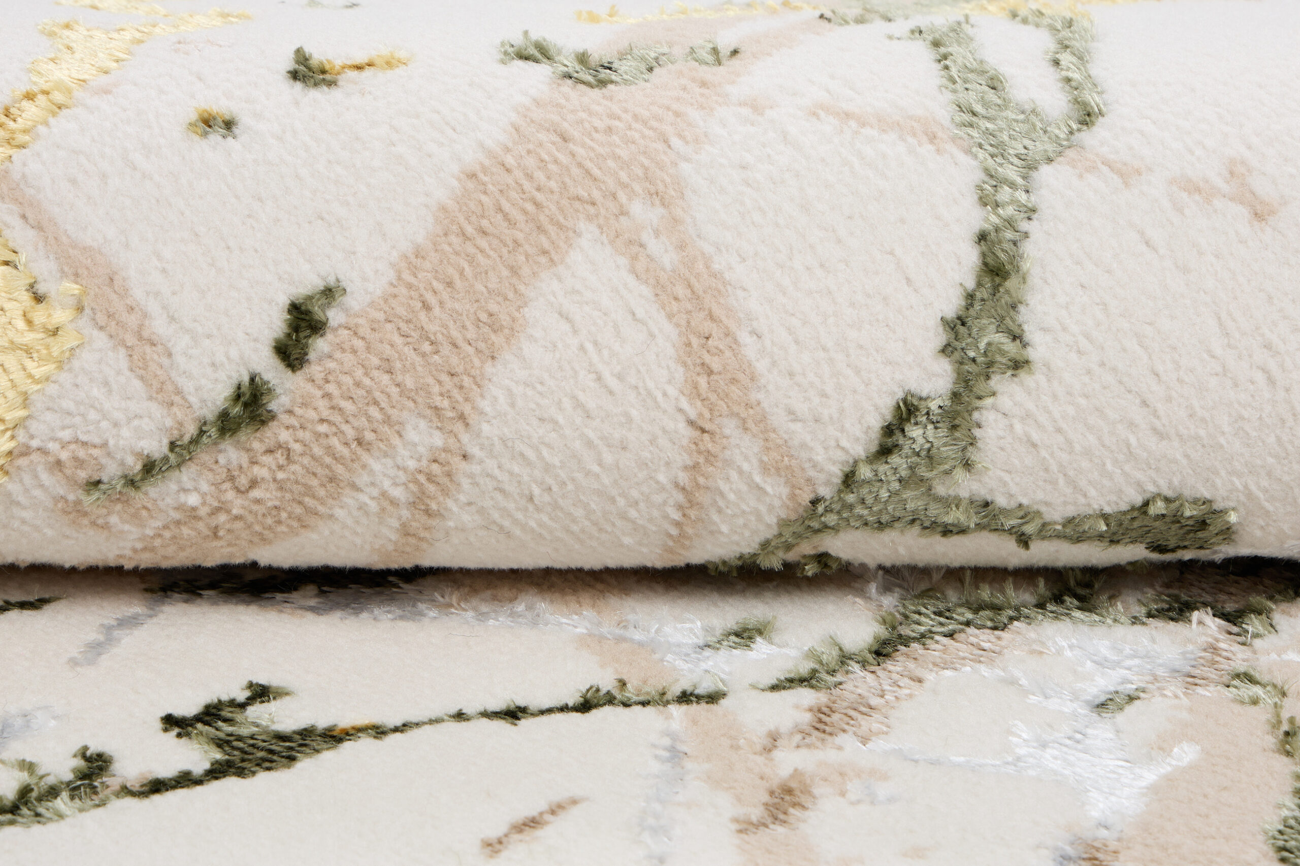 Vloerkleed Crystal Rond Groen Creme Abstract Marmer