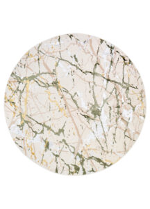 Vloerkleed Crystal Rond Groen Creme Abstract Marmer