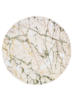 Vloerkleed Crystal Rond Groen Creme Abstract Marmer