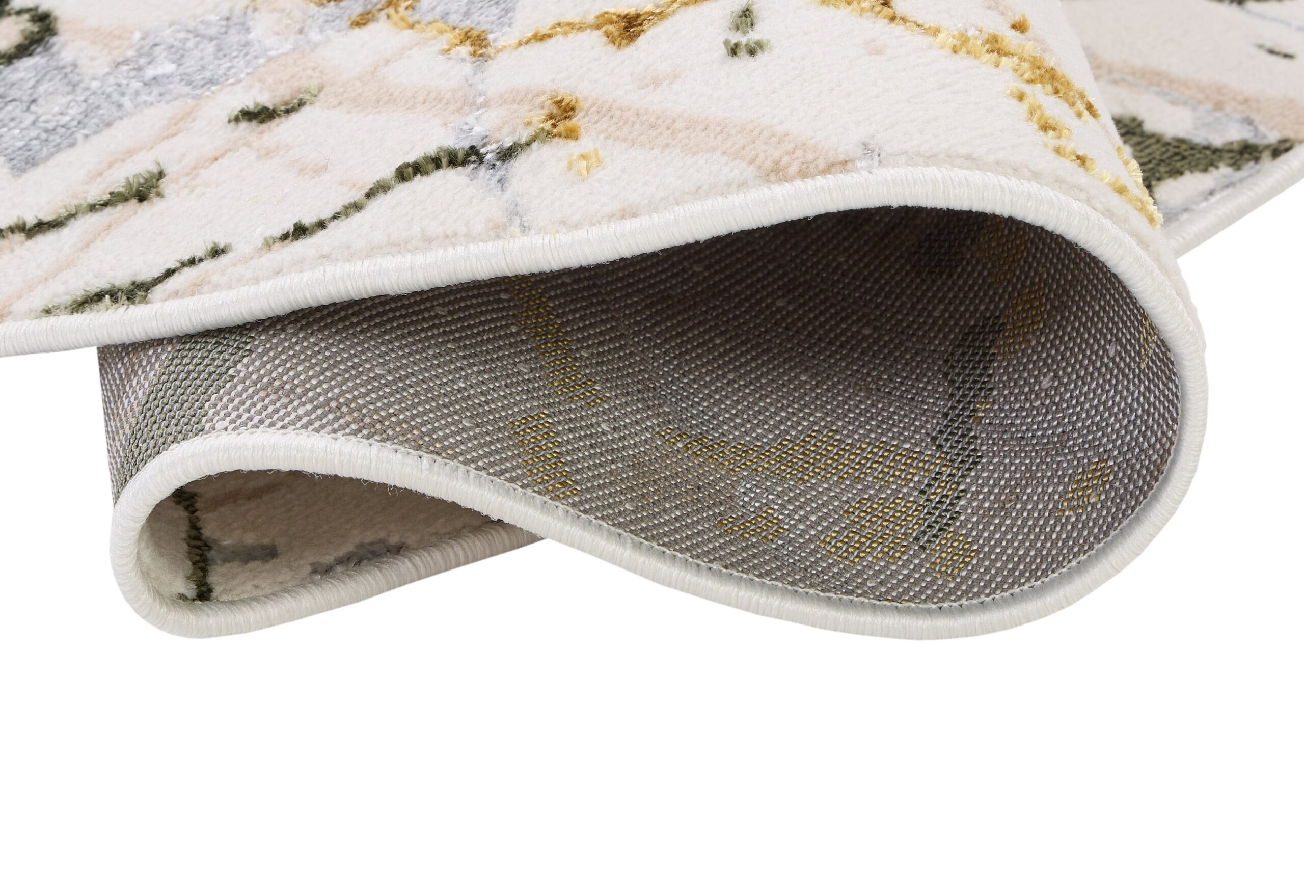 Vloerkleed Crystal Rond Groen Creme Abstract Marmer