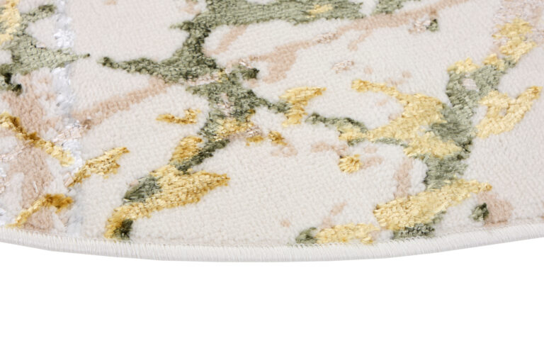 Vloerkleed Crystal Rond Groen Creme Abstract Marmer