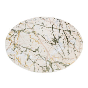Vloerkleed Crystal Rond Groen Creme Abstract Marmer