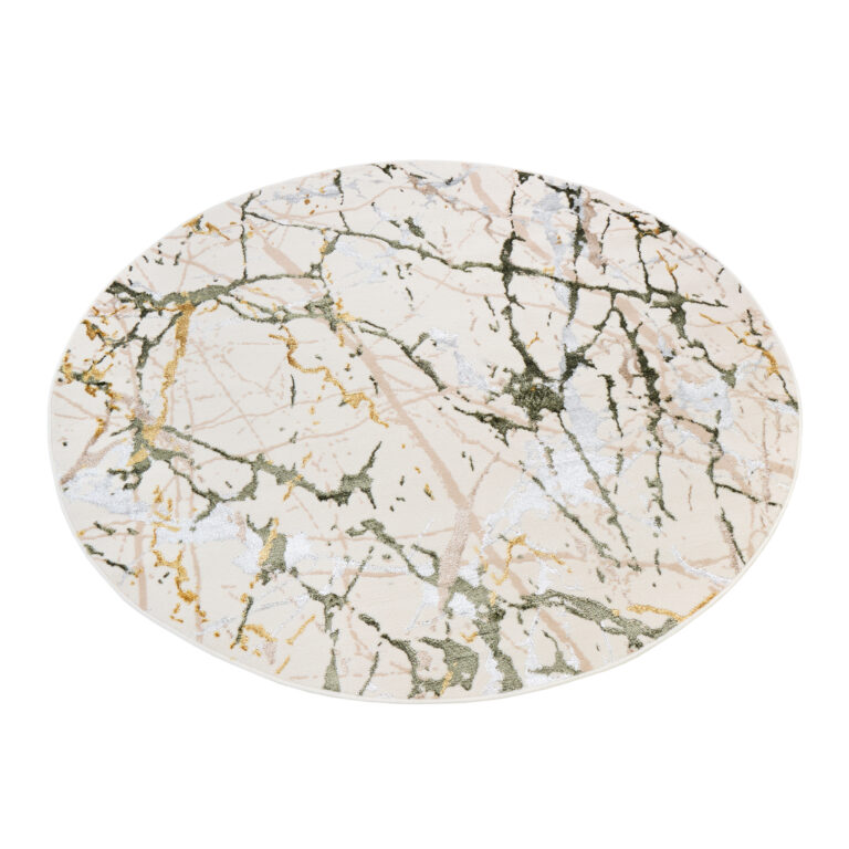 Vloerkleed Crystal Rond Groen Creme Abstract Marmer