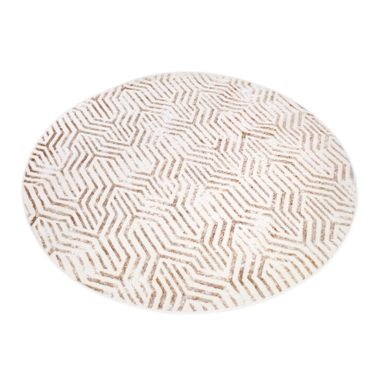 Vloerkleed Crystal Rond Bruin Creme Beige Lijnen