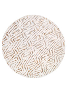 Vloerkleed Crystal Rond Bruin Creme Beige Lijnen