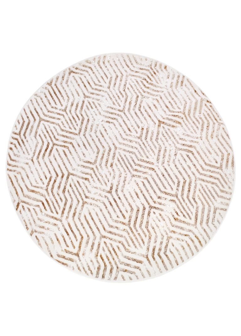 Vloerkleed Crystal Rond Bruin Creme Beige Lijnen