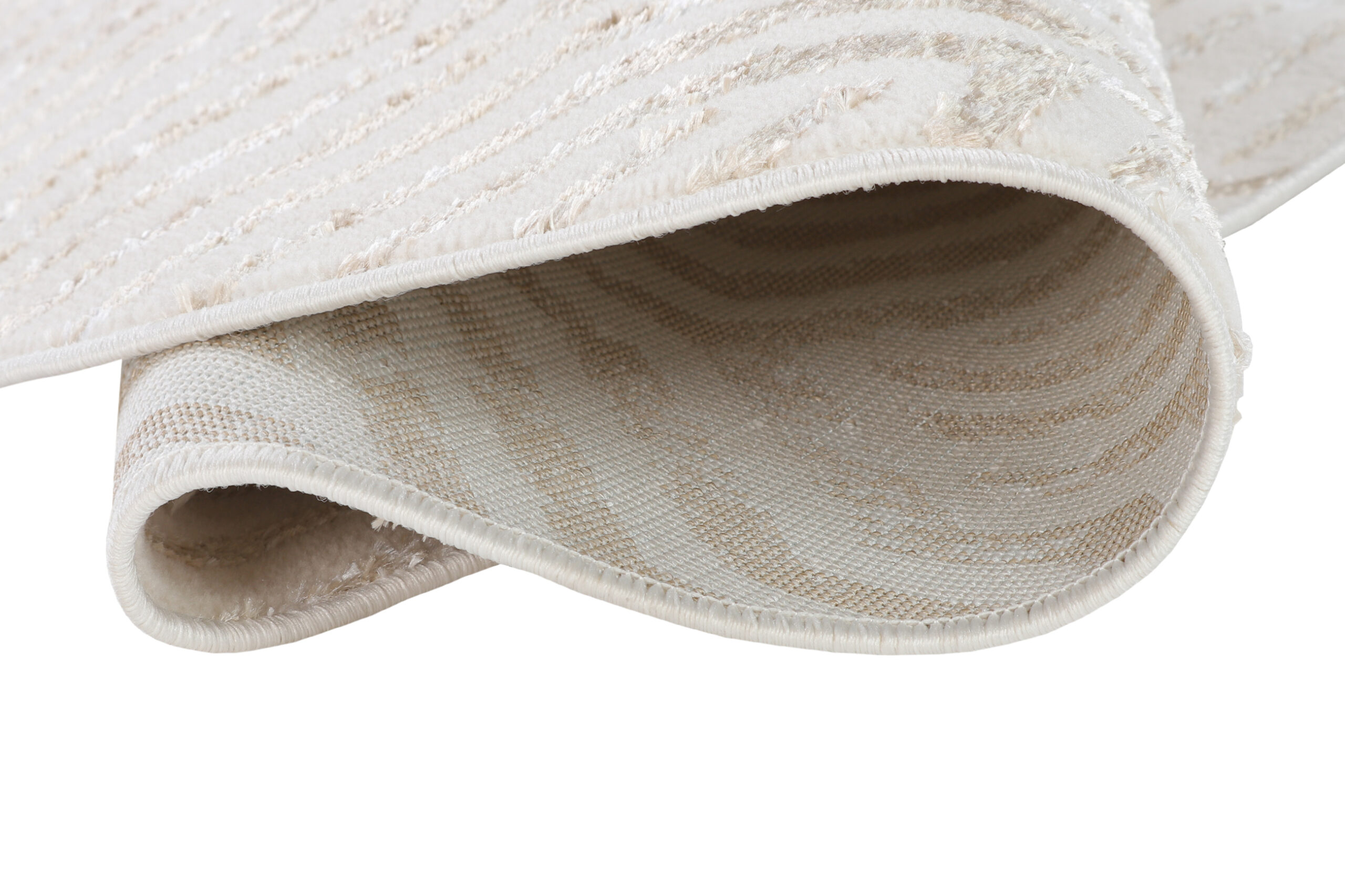 Vloerkleed Crystal Rond Bruin Creme Beige Lijnen