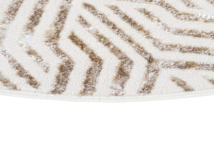 Vloerkleed Crystal Rond Bruin Creme Beige Lijnen