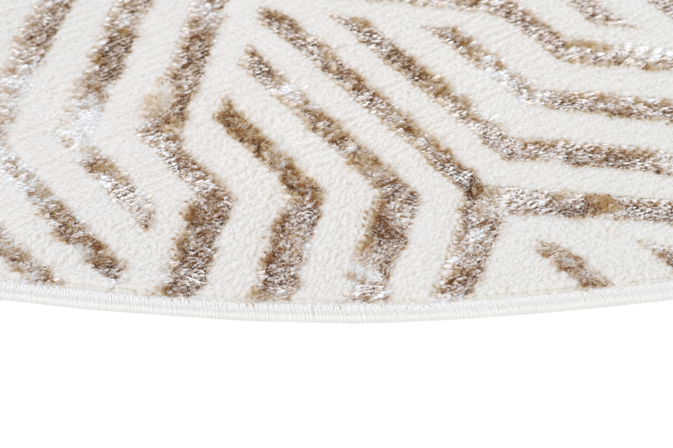 Vloerkleed Crystal Rond Bruin Creme Beige Lijnen