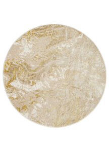 Vloerkleed Crystal Rond Beige Goud Crème Marmer