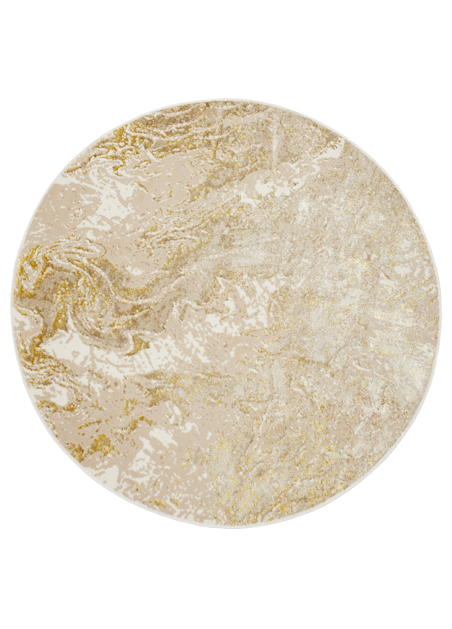 Vloerkleed Crystal Rond Beige Goud Crème Marmer