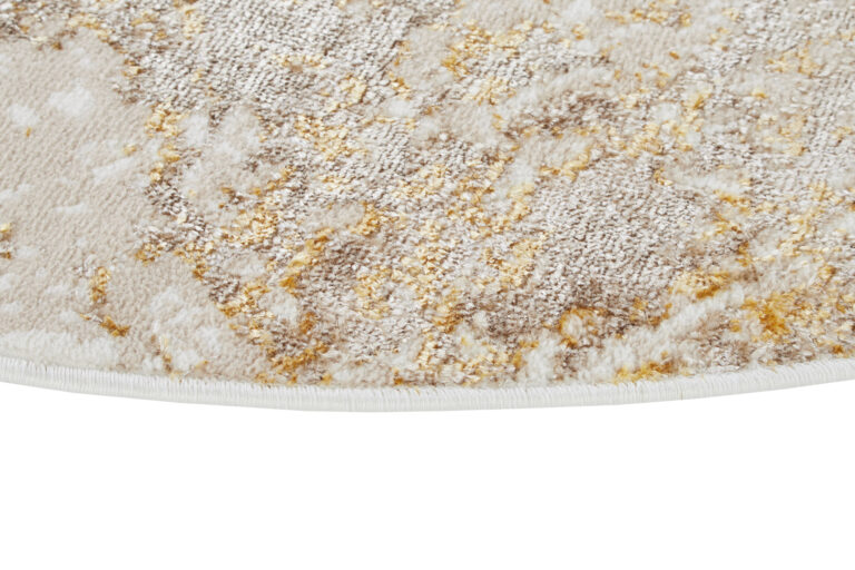 Vloerkleed Crystal Rond Beige Goud Crème Marmer