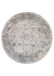 Vloerkleed Valley Rond Grijs Beige Ornamenten Frame