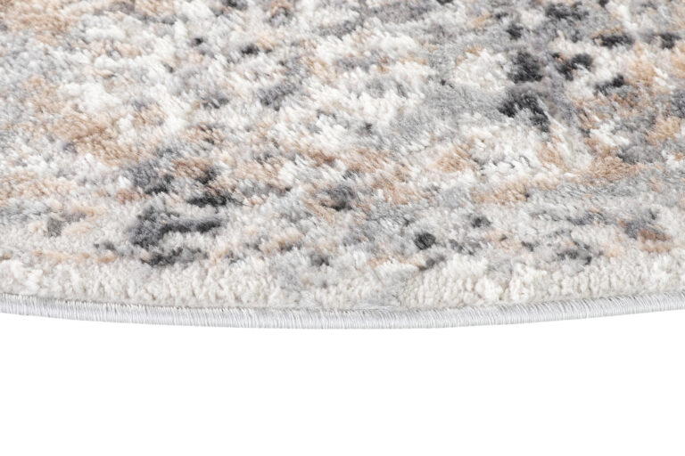 Vloerkleed Valley Rond Grijs Beige Ornamenten Frame