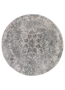 Vloerkleed Valley Rond Donker Grijs Gebloemd Rozetten