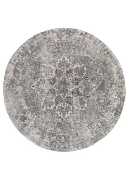 Vloerkleed Valley Rond Donker Grijs Gebloemd Rozetten