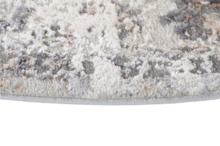 Vloerkleed Valley Rond Donker Grijs Vintage Frame