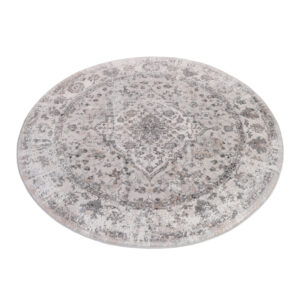 Vloerkleed Valley Rond Donker Grijs Vintage Frame