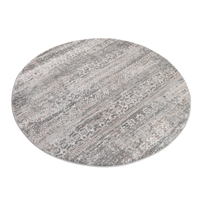 Vloerkleed Valley Rond Grijs Vintage Gebloemd