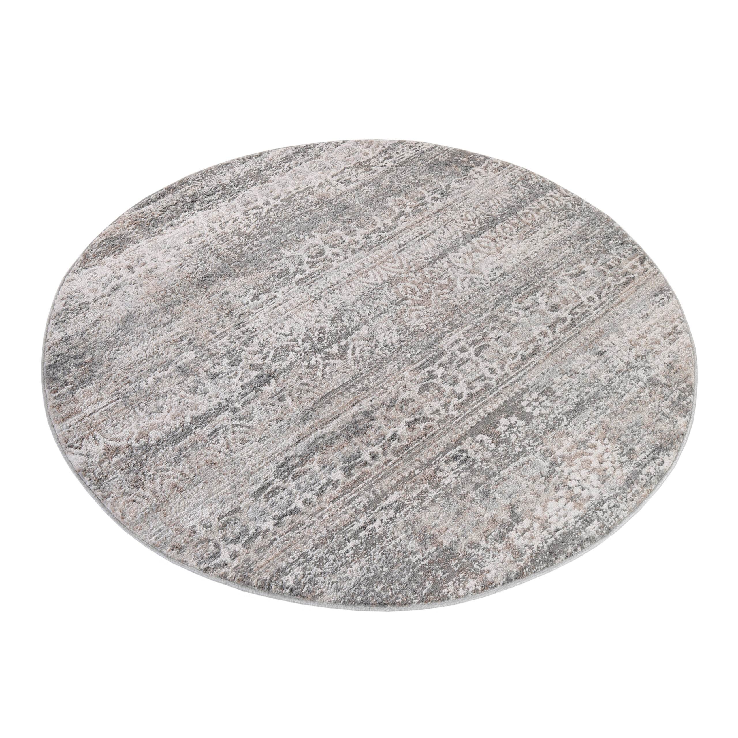 Vloerkleed Valley Rond Grijs Vintage Gebloemd