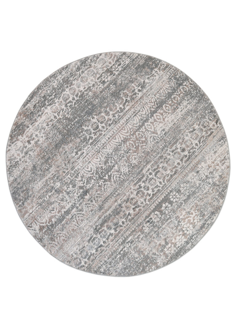 Vloerkleed Valley Rond Grijs Vintage Gebloemd