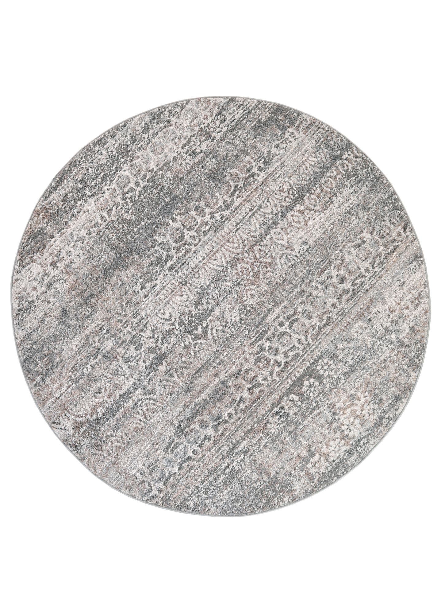 Vloerkleed Valley Rond Grijs Vintage Gebloemd