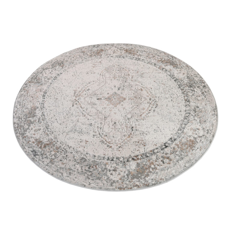 Vloerkleed Valley Rond Grijs Ornamenten Vintage