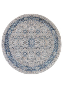 Vloerkleed Valley Rond Grijs Blauw Ornamenten Vintage